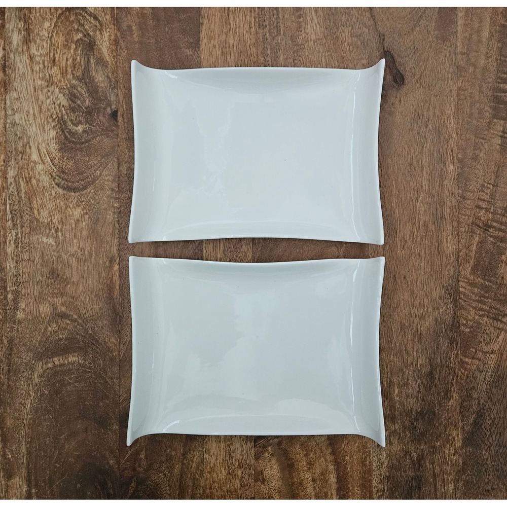 Palm Restaurant Rectangular Plates 10.5" White Ceramic Dinner Serving Trays